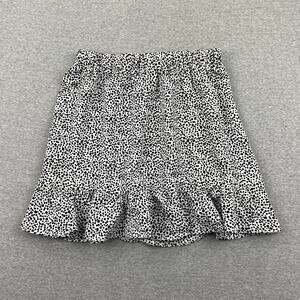 Princess Polly Mini Skirt 4 White Black Dotted Tiered Ruffle Hem Flouncy Preppy